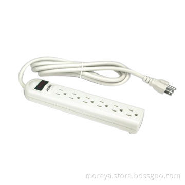 American standard power strip with 6 lengthwise socket outlets, PC+ABS casing, extension cord